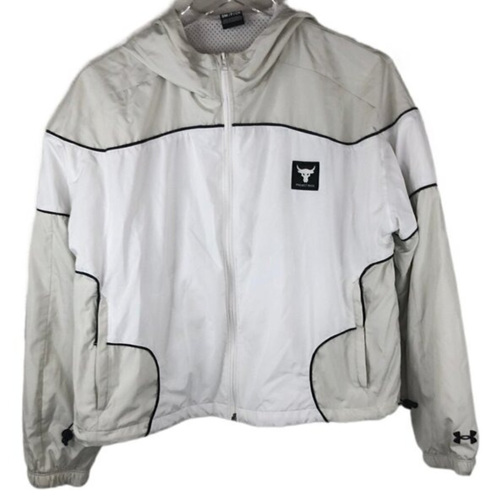 Under Armour Project Rock Brahma Track‎ Jacket White Cream Women's Size S
